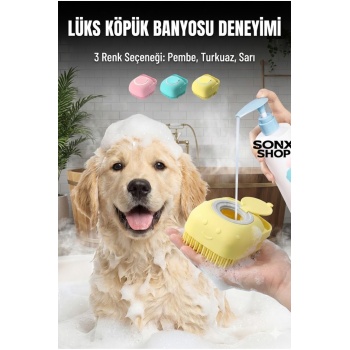 ® Yeni Ürün Şampuan Hazneli Kedi Köpek Yıkama FırçasıSilikon Masaj Tarağı ve Evcil Hayvan Banyo Aparatı